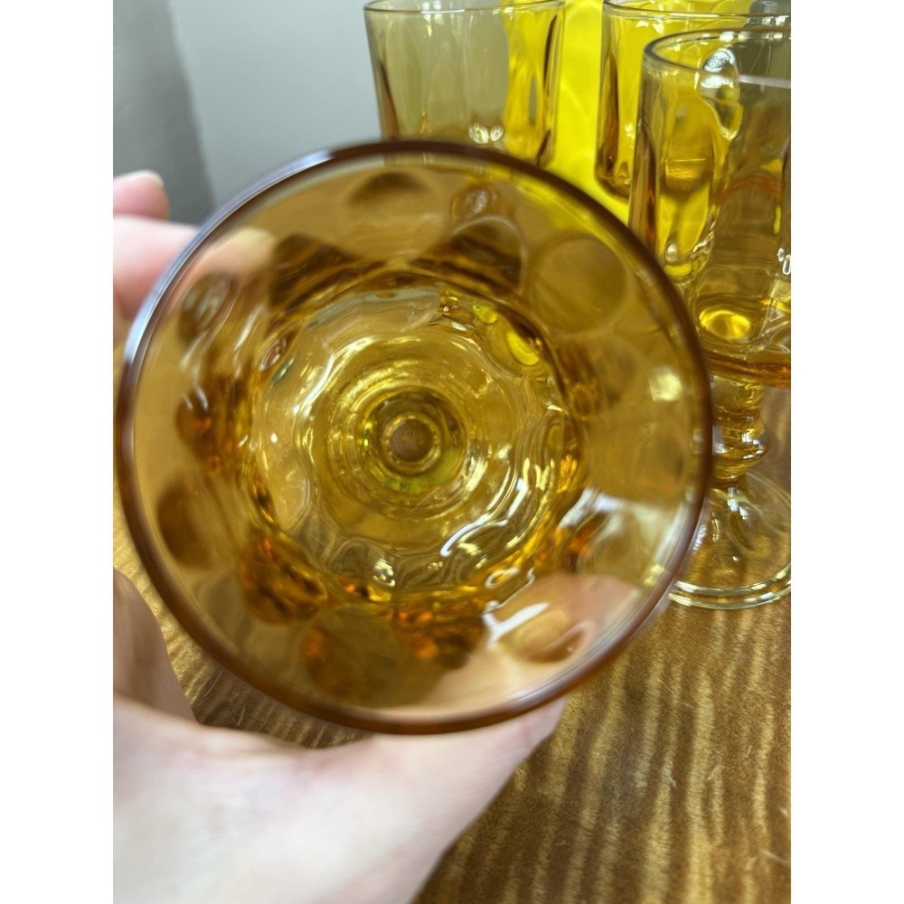 Hazel Atlas Wine Glass‎ Goblets 5.5in Amber Excellent El Dorado Vintage - Picture 4 of 7